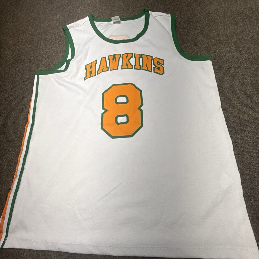 NETFLIX Stranger Things Hawkins High Basketball Jersey Shirt Men’s M White #8